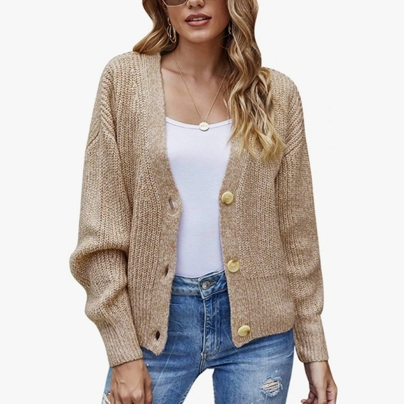 Woolen Bloom heathered khaki cardigan - Picture 5 of 16